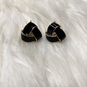 Vintage Clip-On Earrings Black & Gold